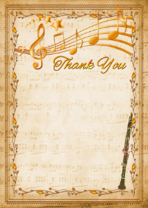 Thank You Card template «Clarinet»
