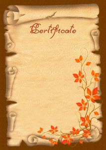 
Certificate template «Scroll with flowers»