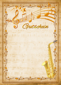 Vorlage eines Gutscheines «Saxophon»
