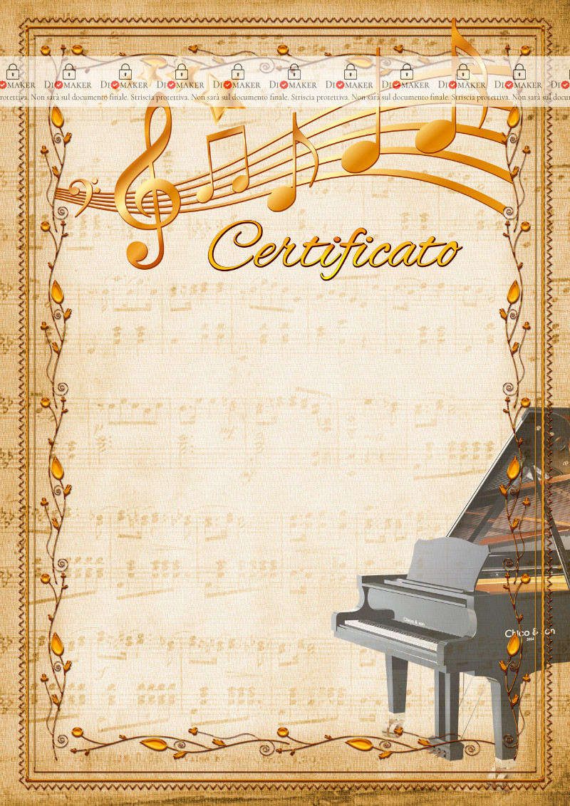 Modello di Certificato «Pianoforte a coda»