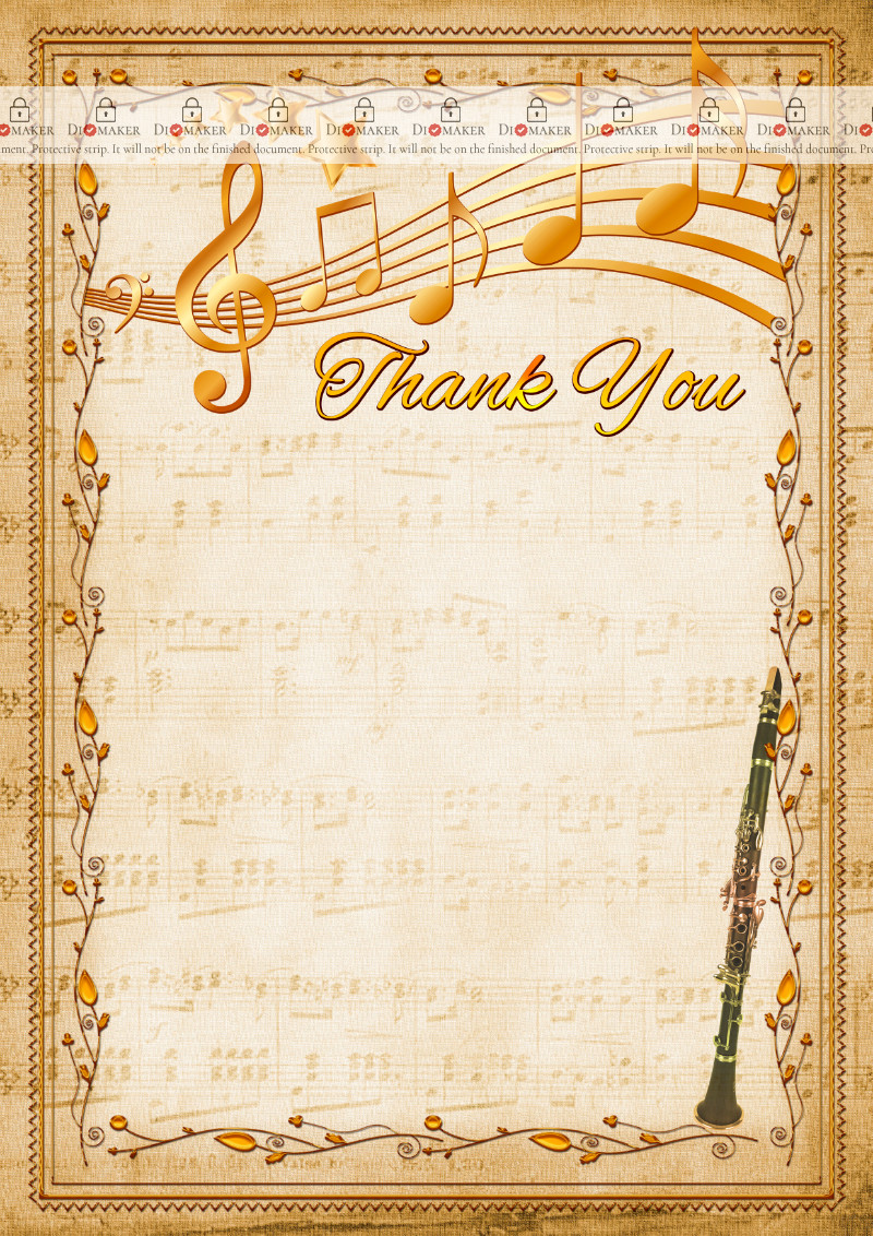 Thank You Card template «Clarinet»