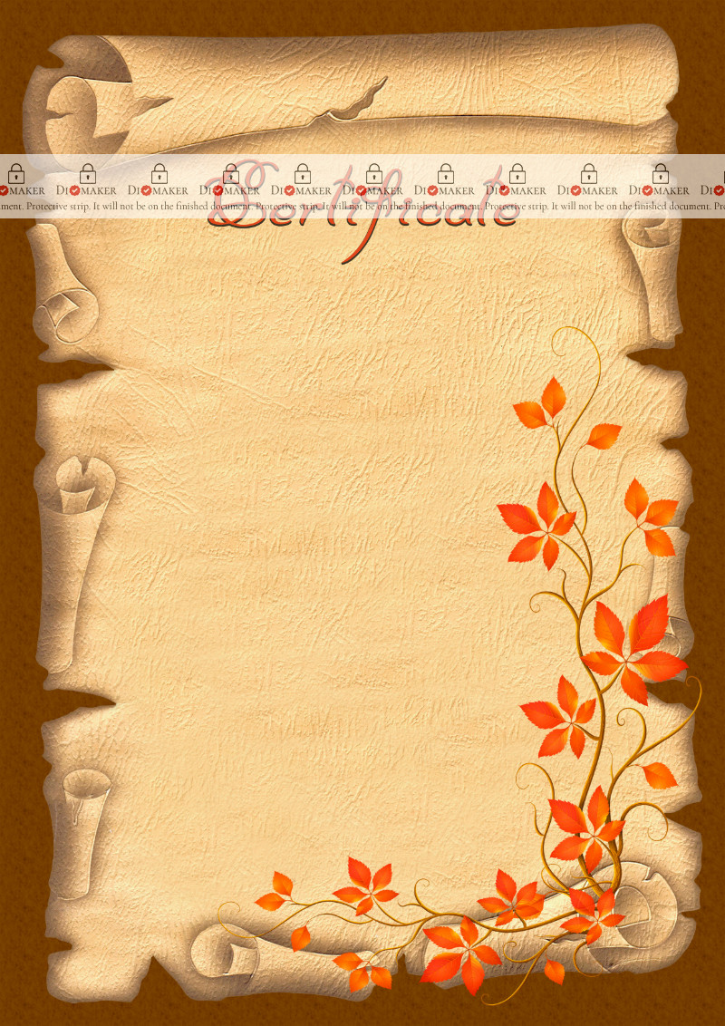 
Certificate template «Scroll with flowers»