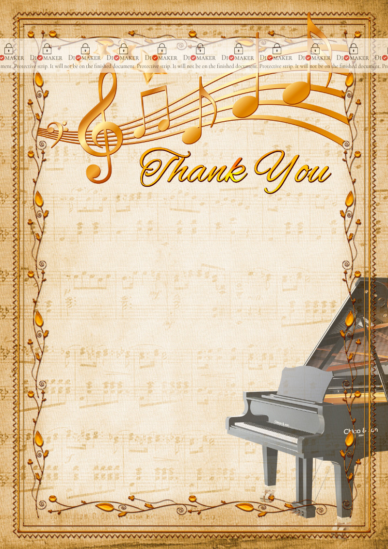 Thank You Card template «Piano»