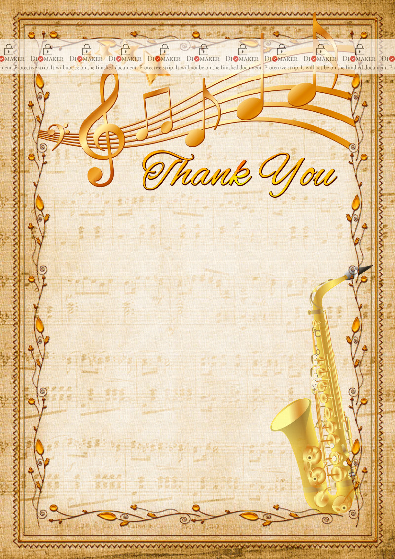 Thank You Card template «Saxophone»