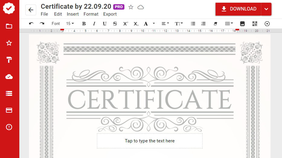 Online editor of Diplomas, Certificates and other documents