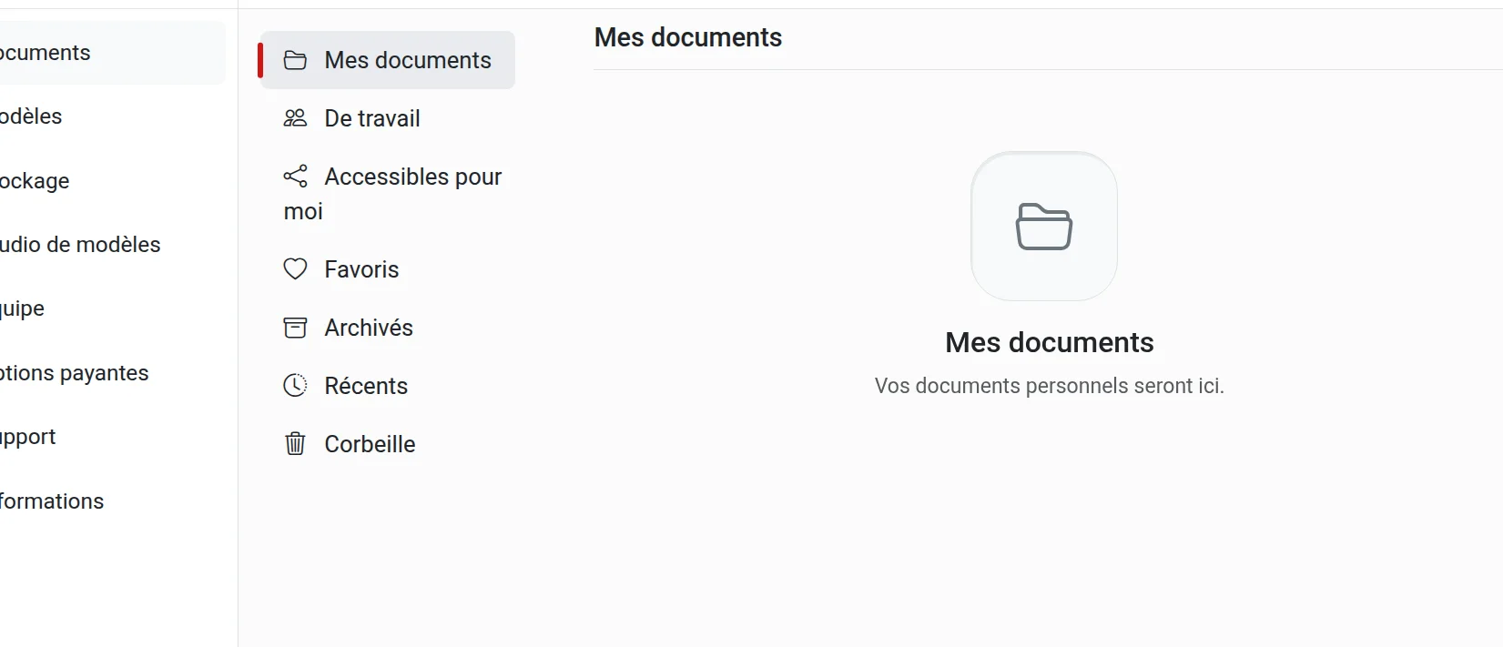 Paramètres de partage du document