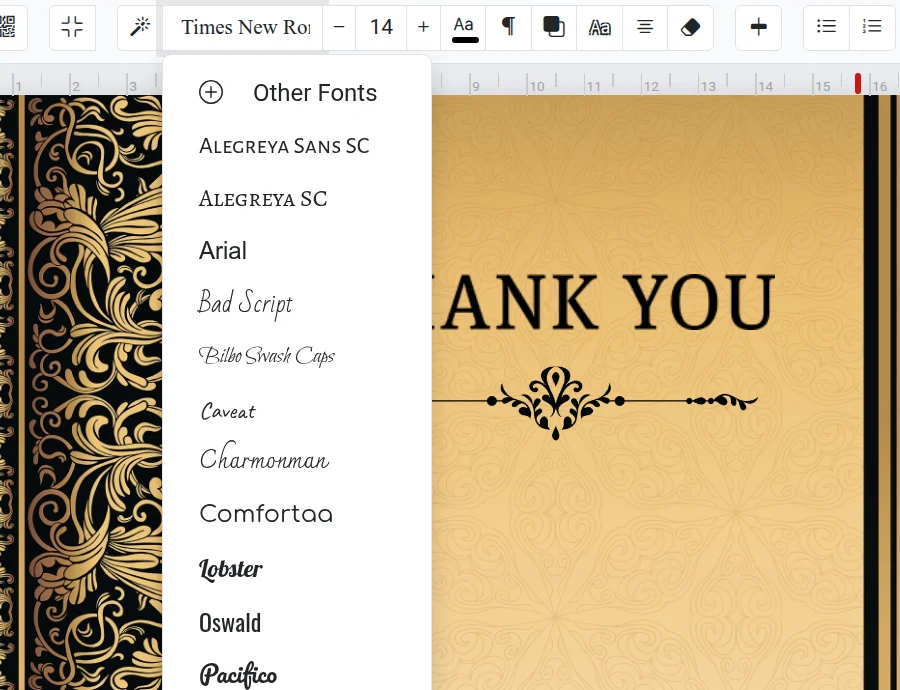 Font selection