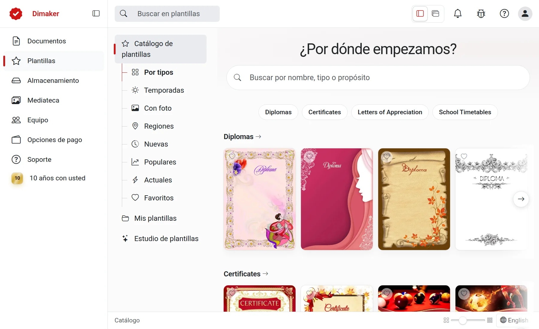 Catálogo de plantillas