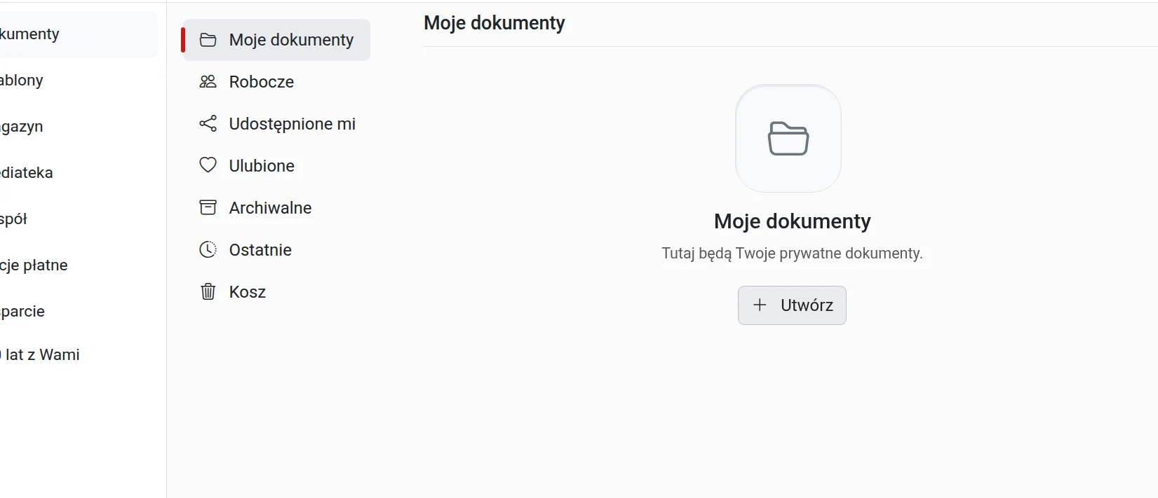Ustawienia udostępniania dokumentu