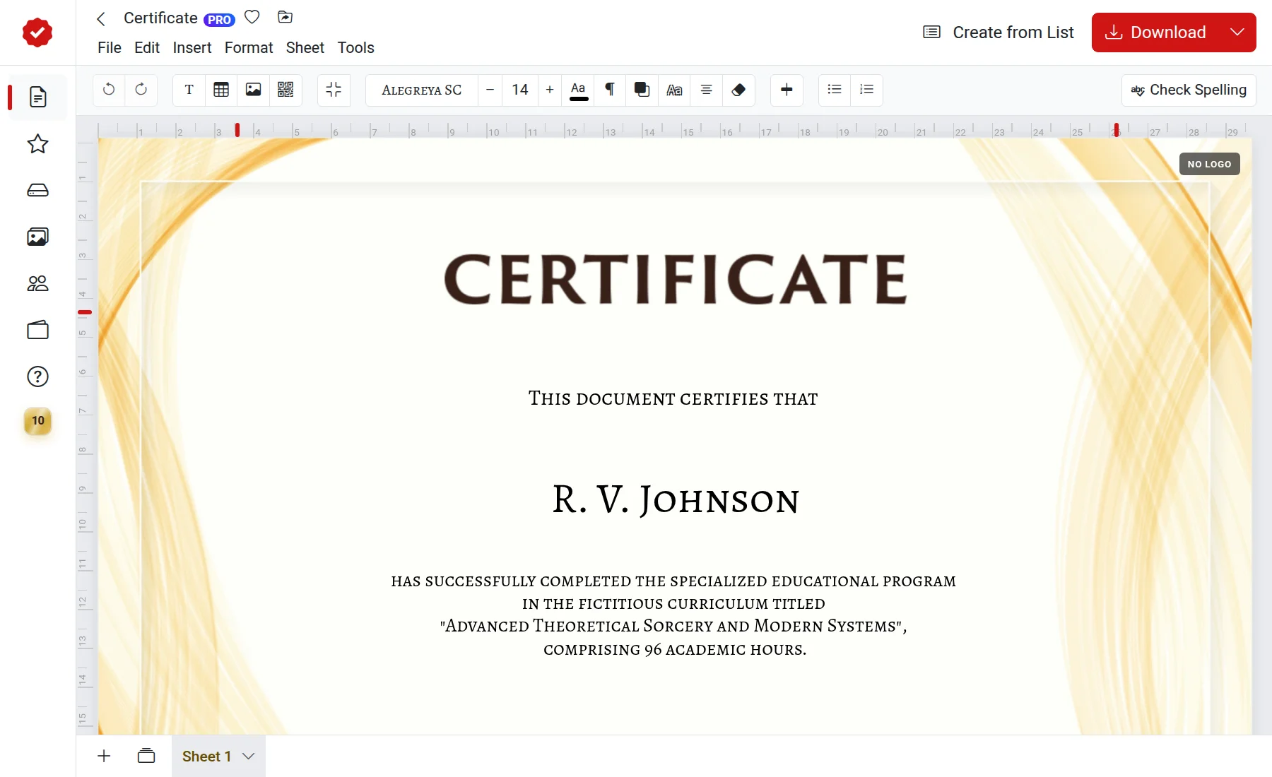 Online award and diploma editor
