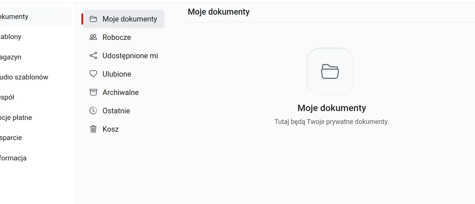 Ustawienia udostępniania dokumentu