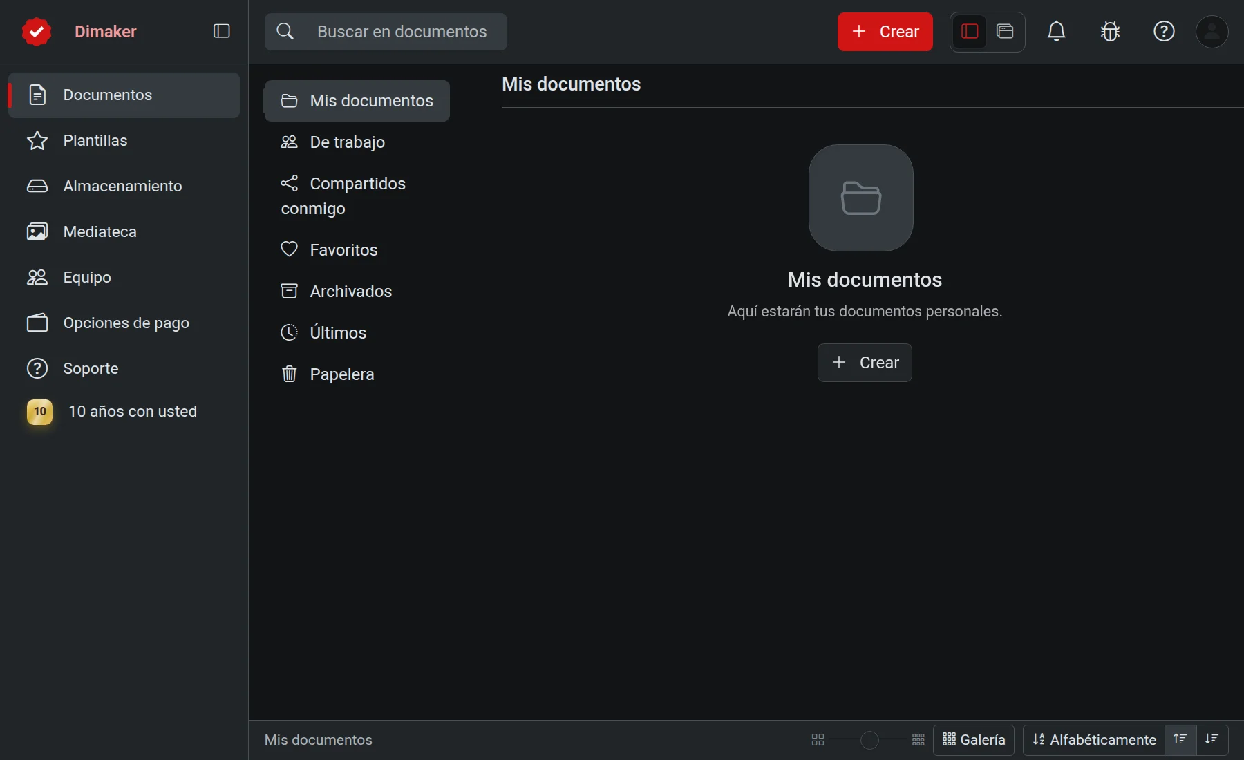 Tema oscuro de la aplicación