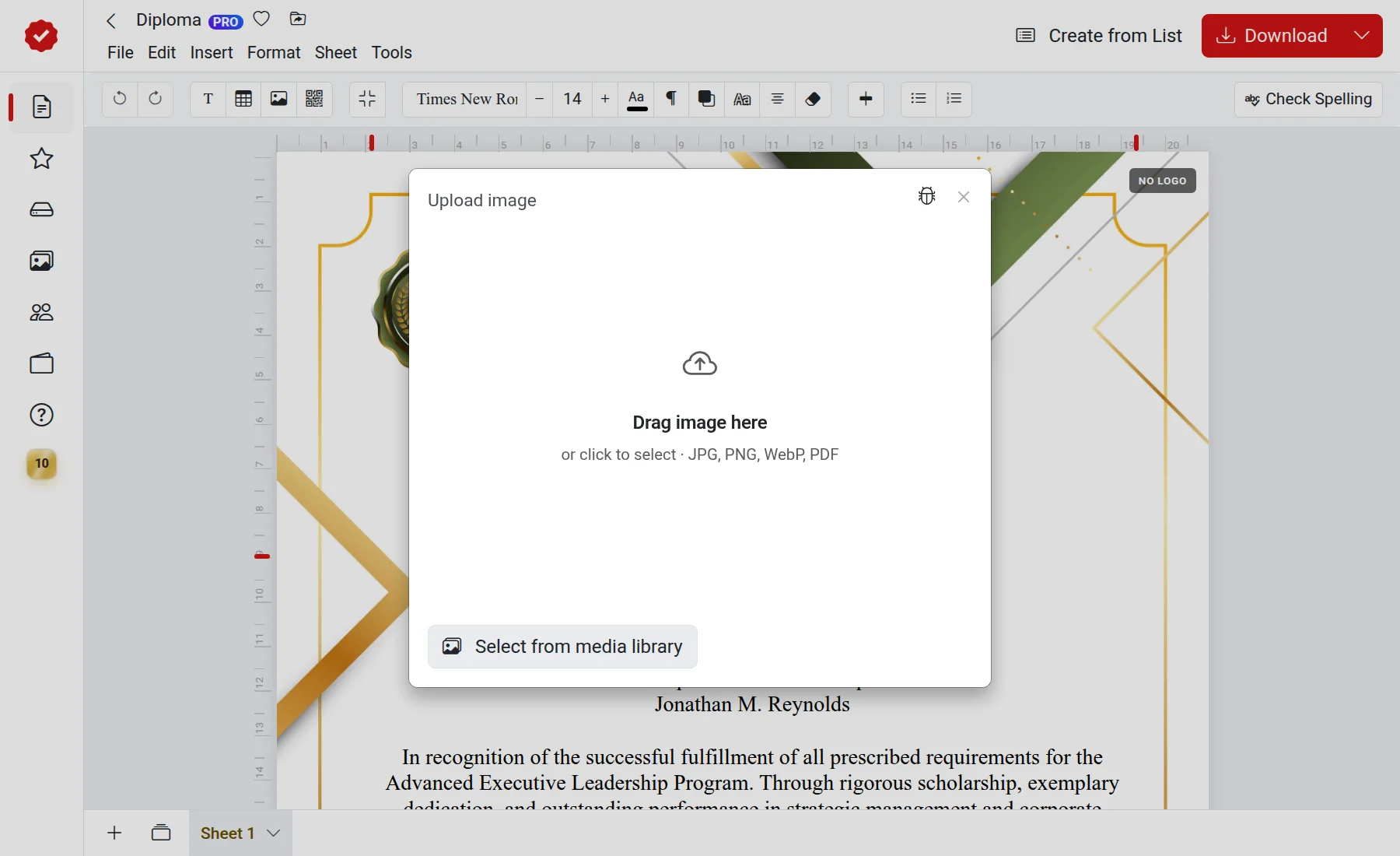 Upload custom background