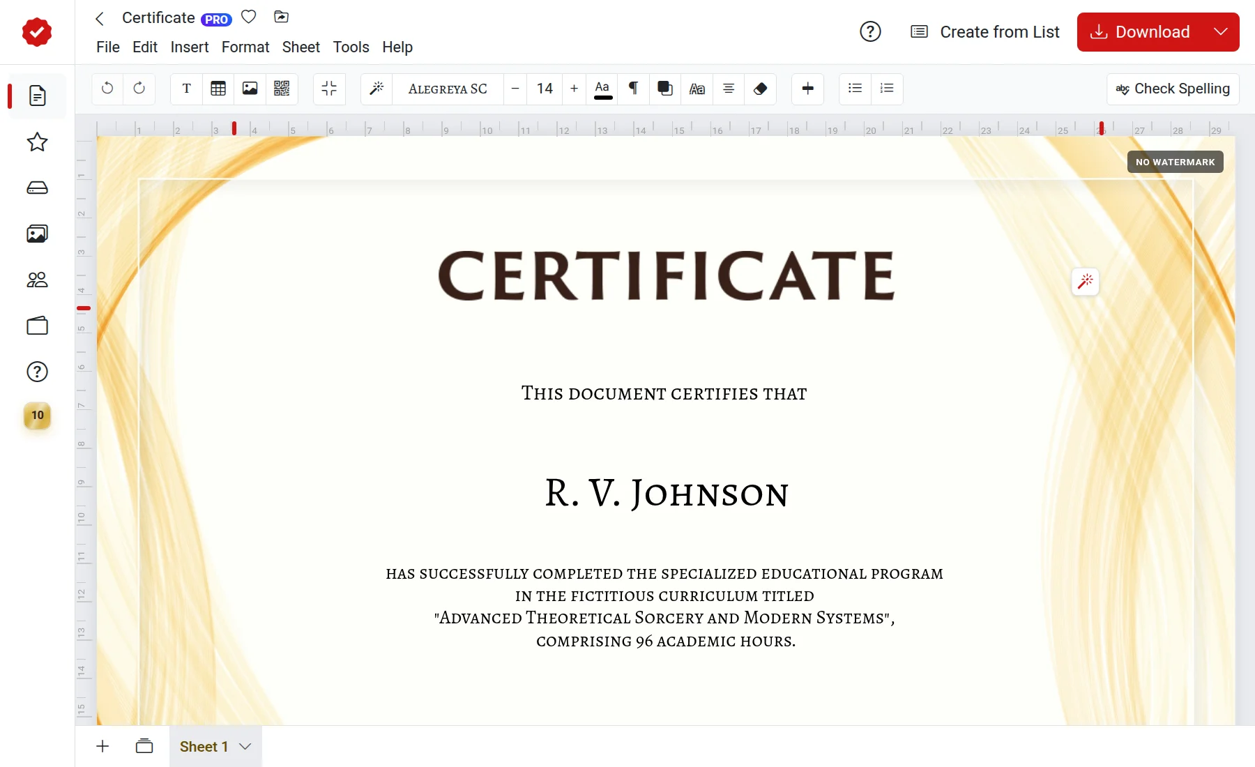 Online award and diploma editor