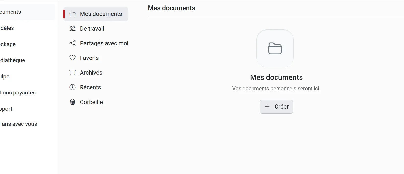 Paramètres de partage du document
