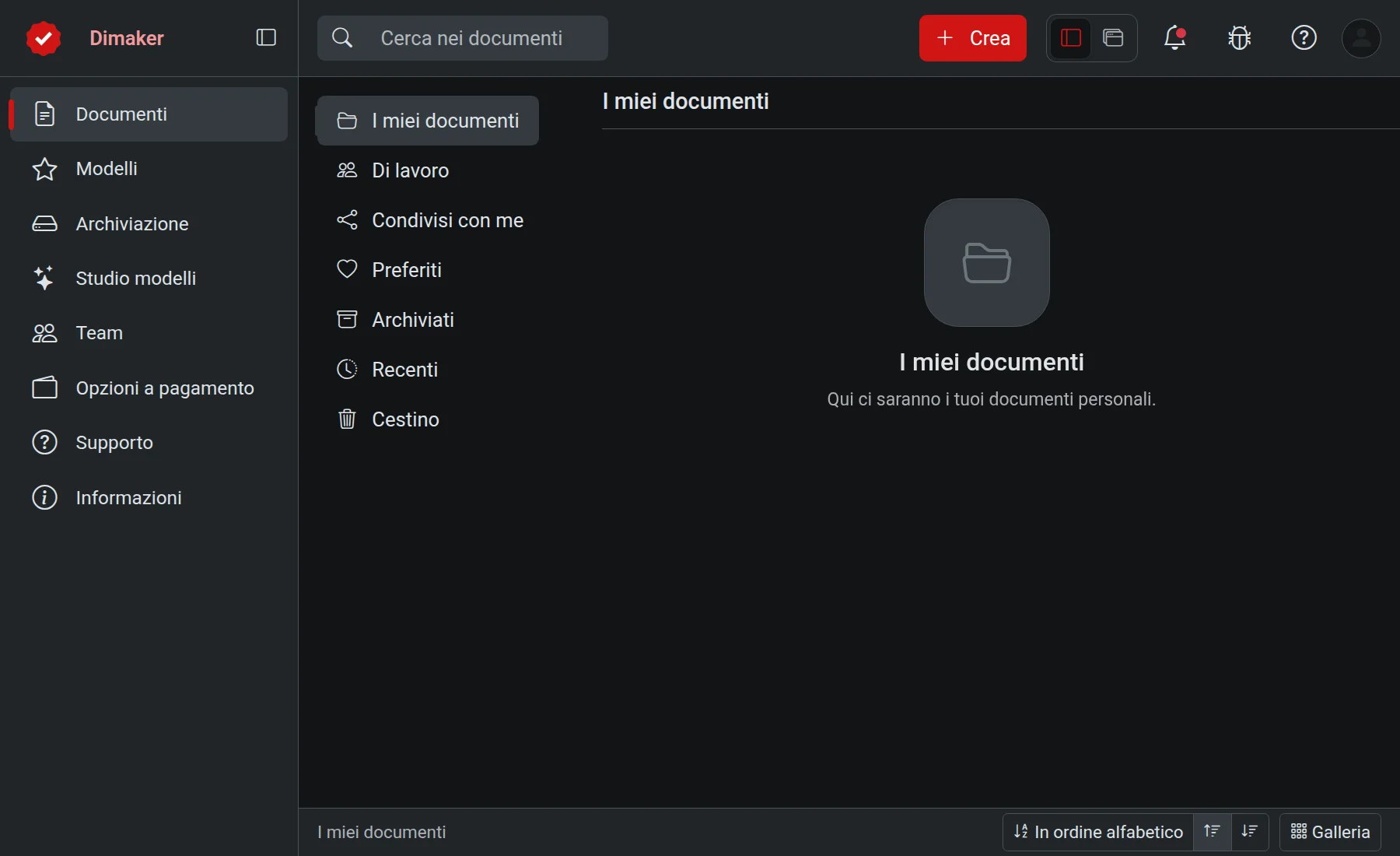 Tema scuro dell'applicazione