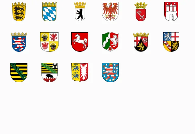 Bibliothek mit Wappen von Regionen und Städten
