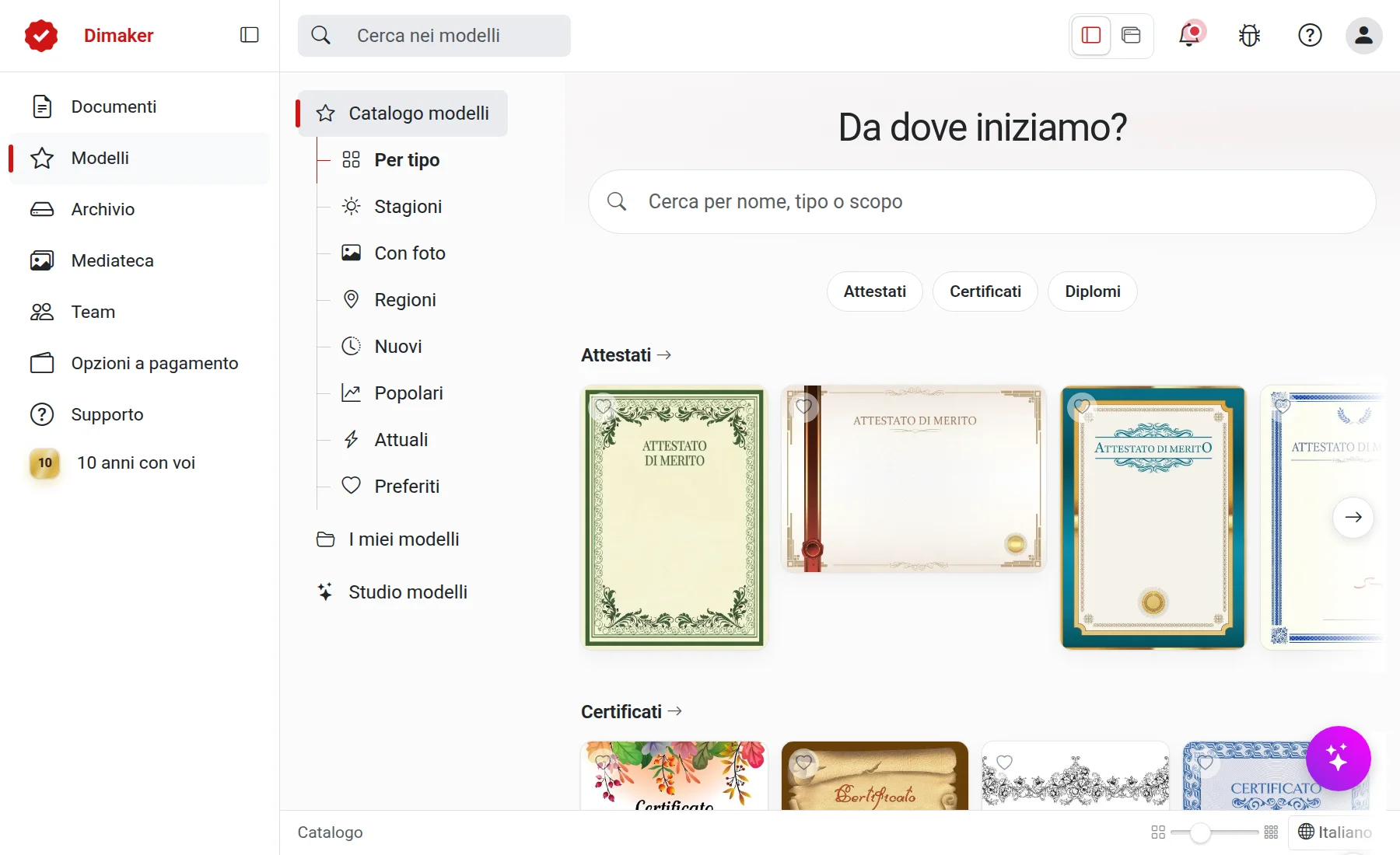 Catalogo modelli