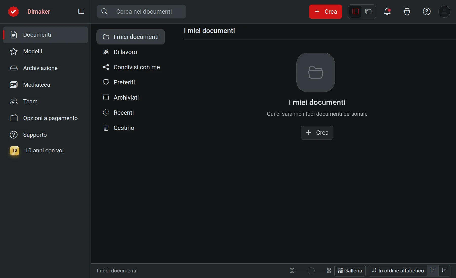 Tema scuro dell'applicazione