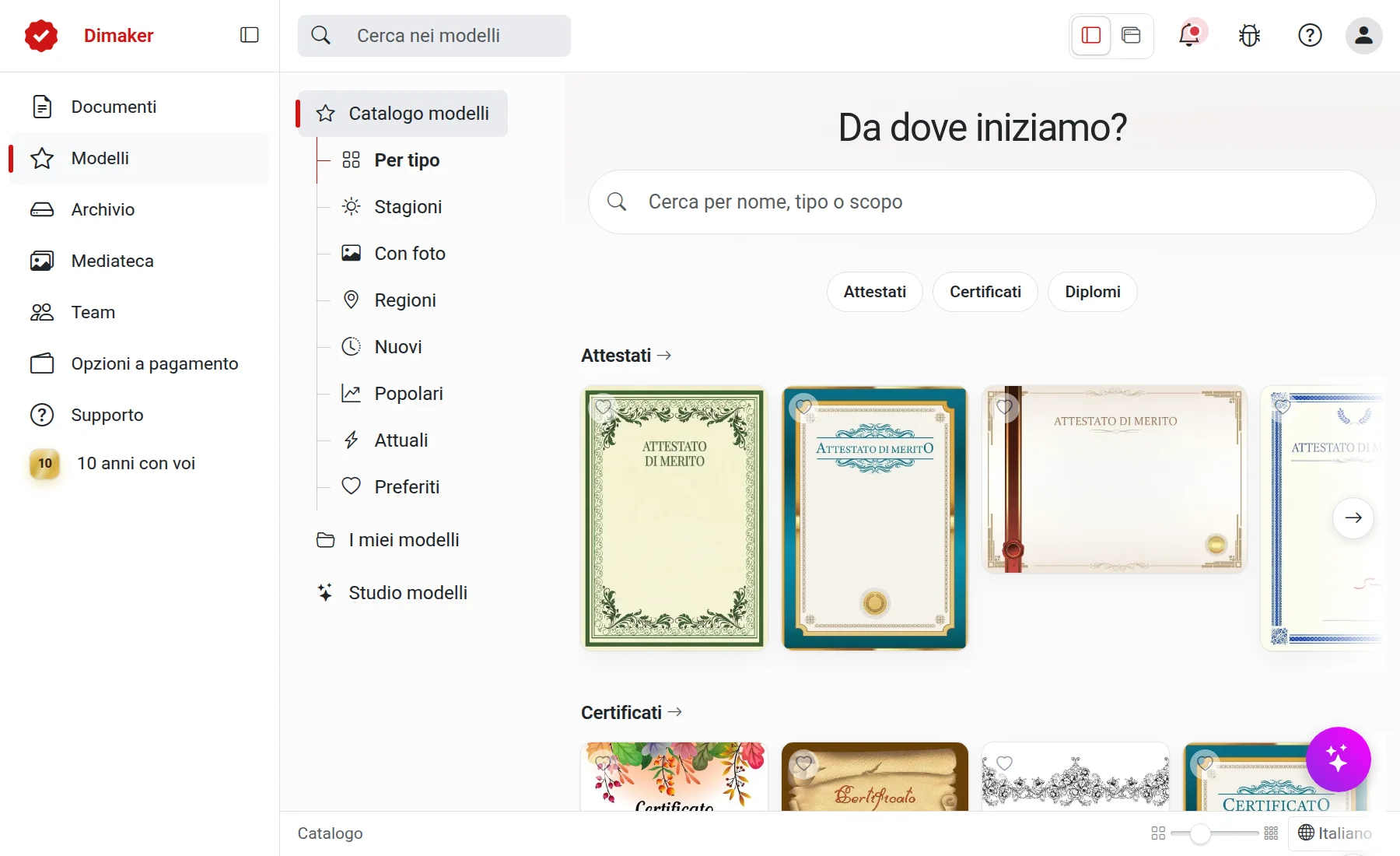 Catalogo modelli