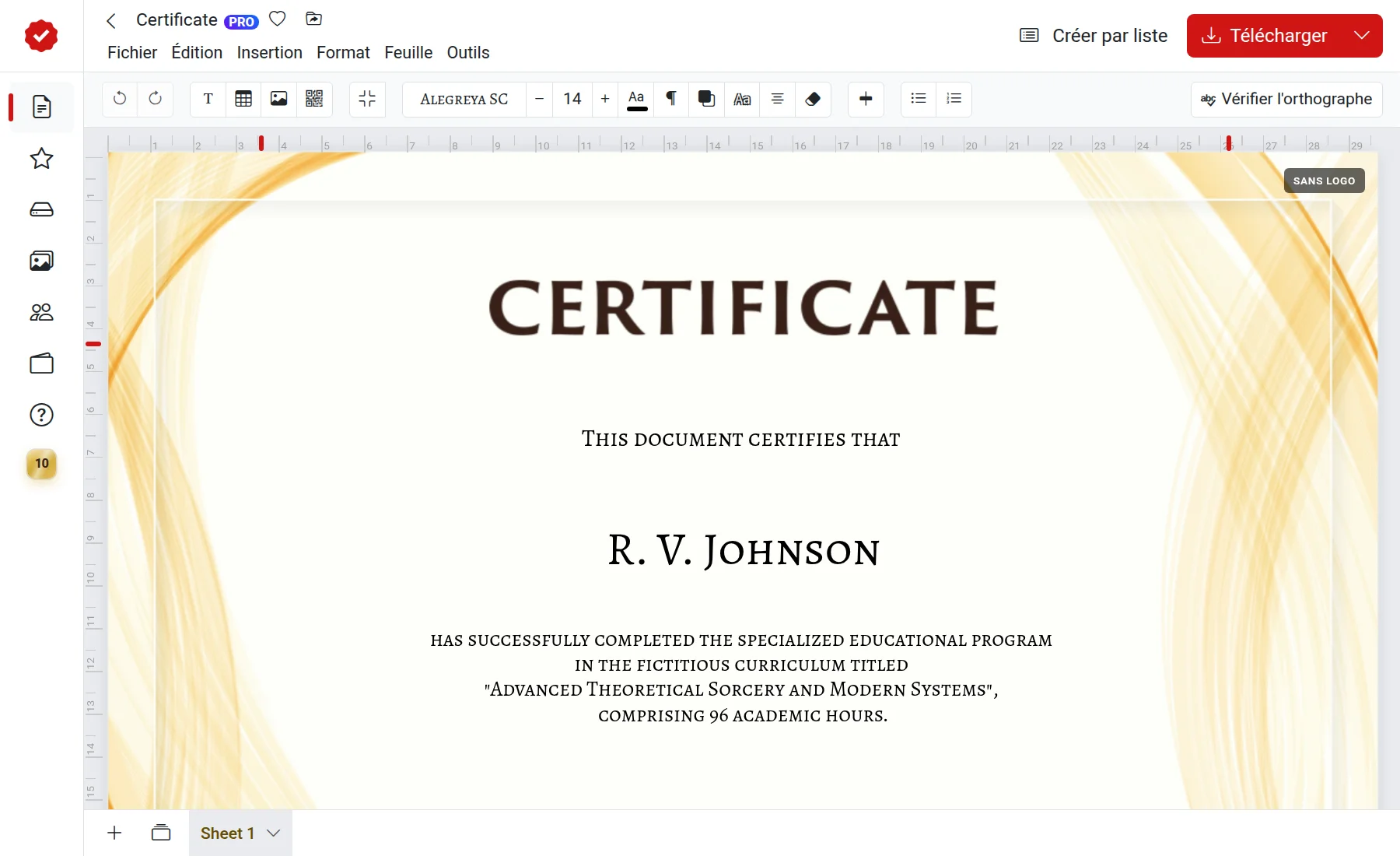 Éditeur en ligne de certificats de mérite et de diplômes
