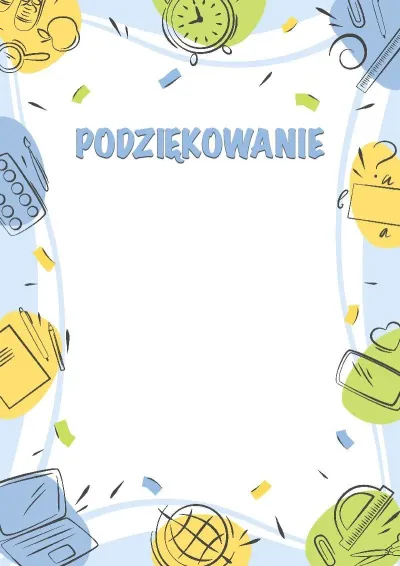 Szablon podziękowania „Szkolne odkrycia”