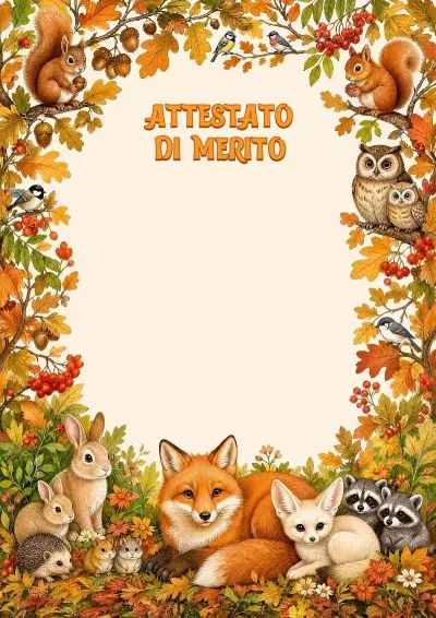 Modello di attestato per bambini «Autunno Accogliente»