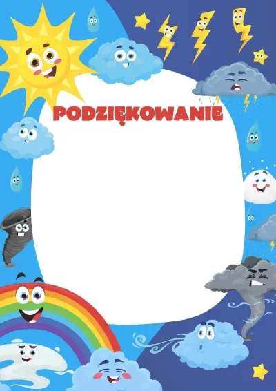 Szablon dziecięcego podziękowania «Cuda w przyrodzie»