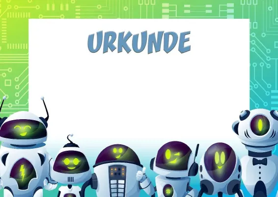 Schul-Urkundenvorlage «Roboter - Freunde»