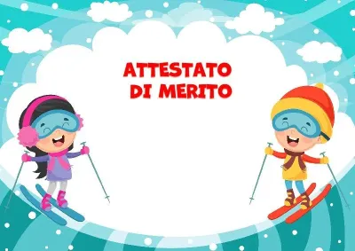 Modello di attestato per bambini «Inverno sugli sci»