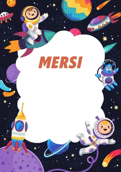 Modèle de lettre de remerciement pour enfants «Espace amusant»