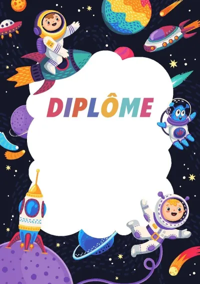 Modèle de diplôme pour enfants «Espace amusant»