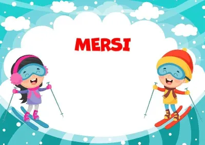 Modèle de lettre de remerciement pour enfants «Hiver à ski»