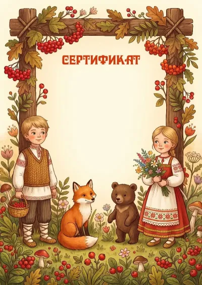 Шаблон сертификата «Русские сказки»