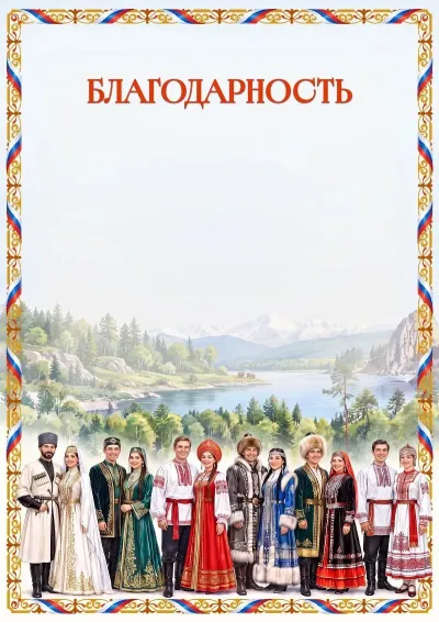 Шаблон художественной благодарности «Народы России»