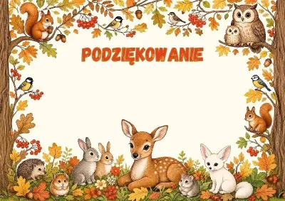 Szablon dziecięcego podziękowania «Jesienna bajka»
