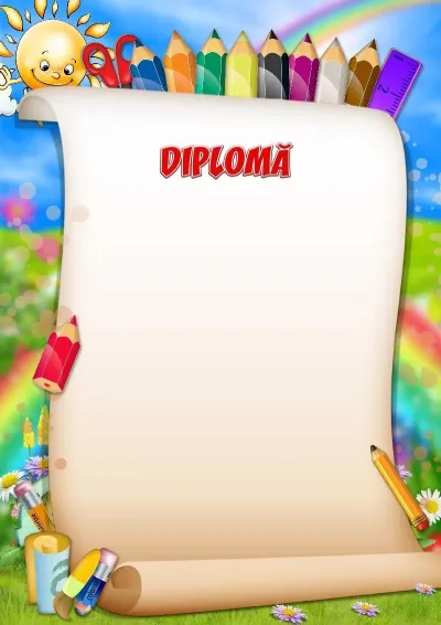 Șablon de diplomă «Creioane vesele»