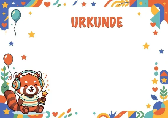 Vorlage für eine Kinder-Urkunde «Musikalischer Panda»