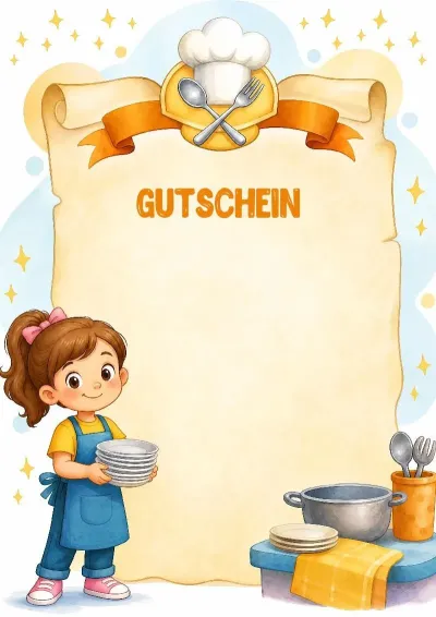Gutschein-Vorlage „Kleine Hausfrau und Helferin“
