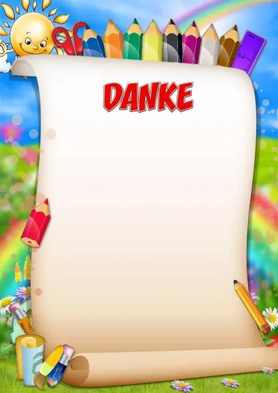 Vorlage Dankschreiben „Lustige Buntstifte“