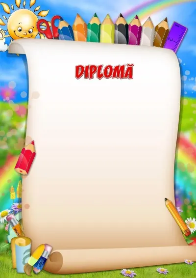 Șablon de diplomă «Creioane vesele»