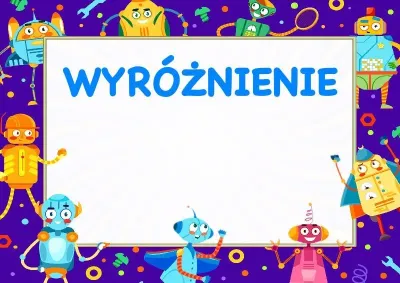 Szablon dziecięcego wyróżnienia «Zabawne roboty»