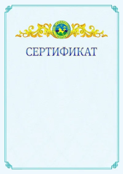 №15 ресми сертификаттың үлгісі