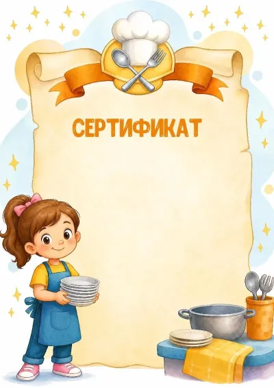 Шаблон сертификата «Хозяюшка и помощница»