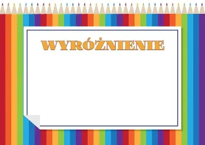 Szablon dziecięcego wyróżnienia «Tęczowe kredki»