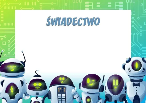 Szablon szkolnego świadectwa «Roboty - przyjaciele»