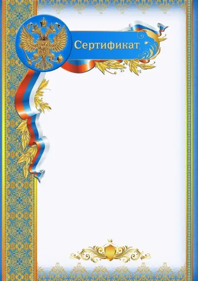 Шаблон официального сертификата №9