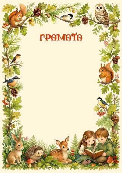 Шаблон дзіцячай граматы «Лясныя сябры»