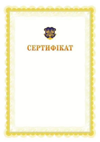 Шаблон офіційного почесного сертифіката №17