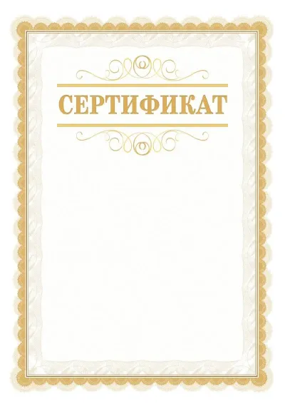 Шаблон официального почётного сертификата №17